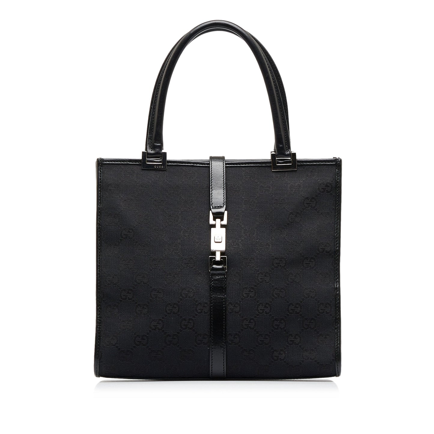 Gucci Jackie Black Leather Canvas Tote