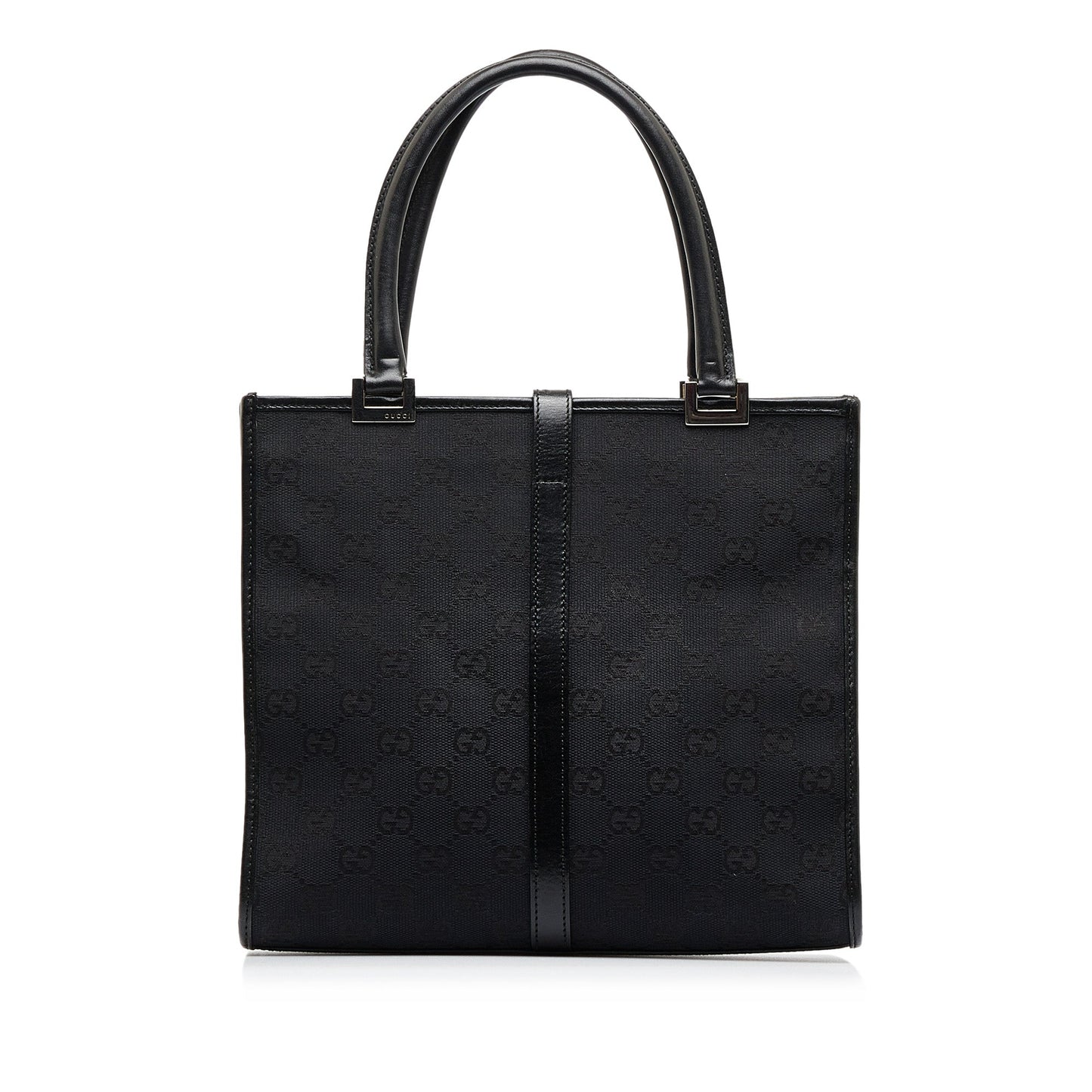 Gucci Jackie Black Leather Canvas Tote