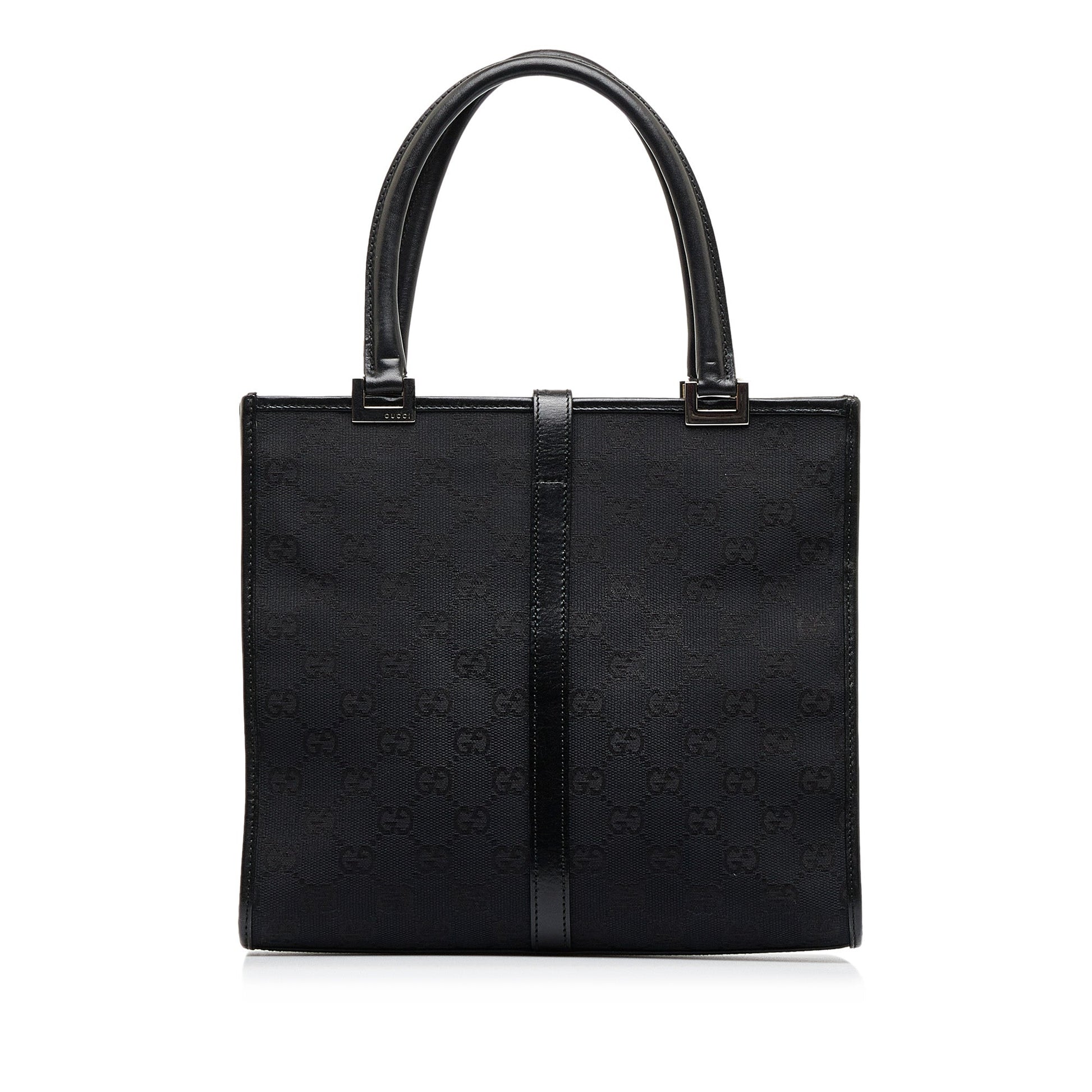 Gucci Jackie Black Leather Canvas Tote