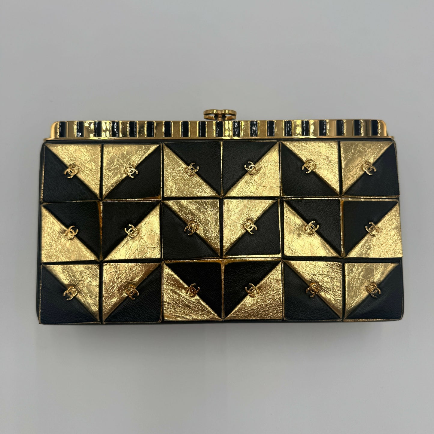 Chanel 19A Paris-New York Egypt Gold & Black Framed MinaudiÃ¨re Clutch Bag