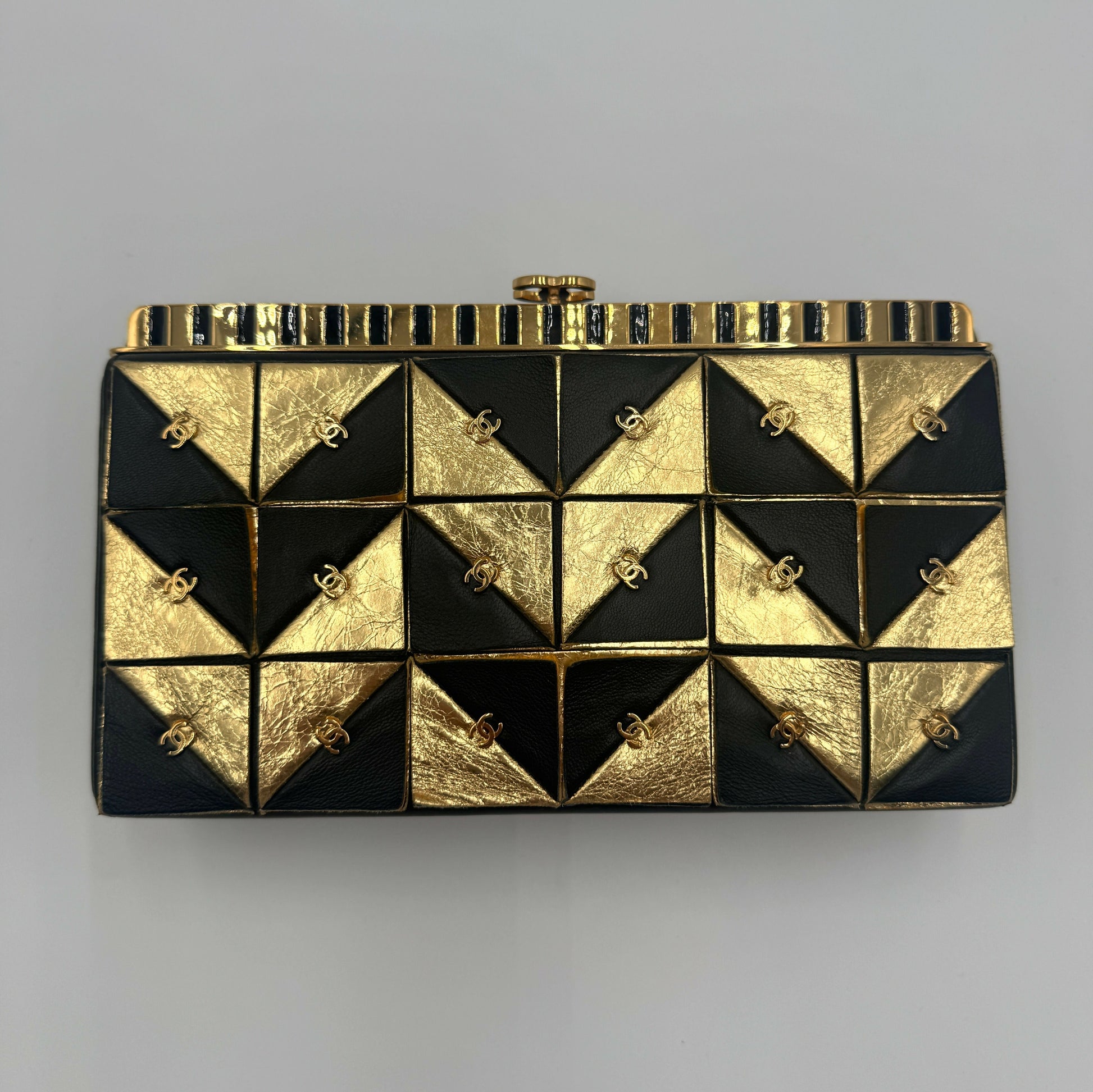Chanel 19A Paris-New York Egypt Gold & Black Framed MinaudiÃ¨re Clutch Bag