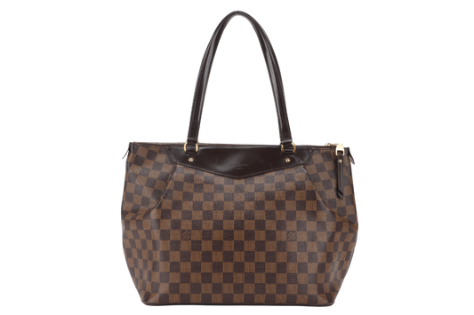 LOUIS VUITTON WESTMINSTER GM DAMIER EBENE COATED CANVAS GOLD HARDWARE WITH DUST COVER Handbag