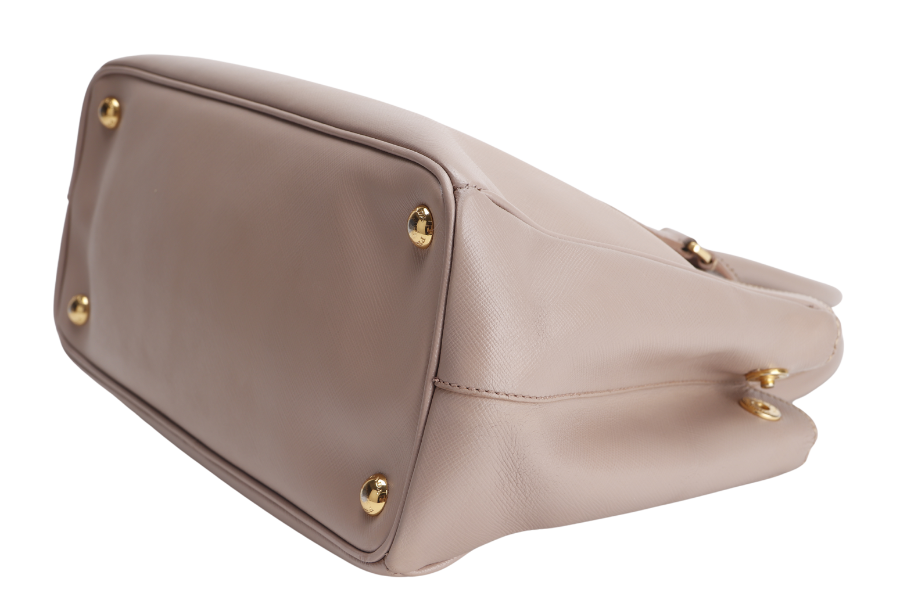 PRADA SMALL GALLERIA 2WAY  TOTE BAG BEIGE SAFFIANO LEATHER GOLD HARDWARE WITH DUST COVER, NO CARD