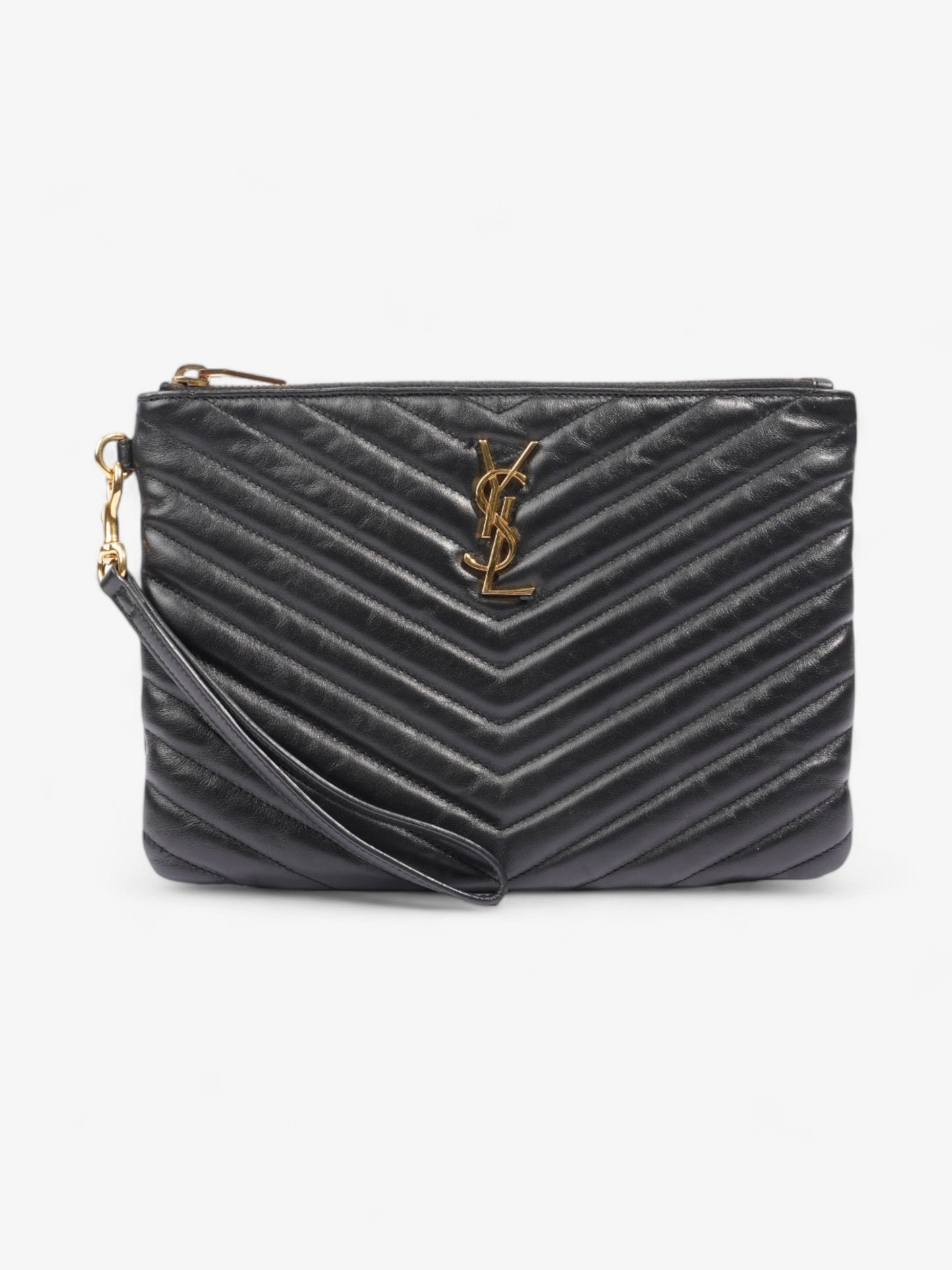 Saint Laurent Cassandre Wristlet Black Matelasse Leather
