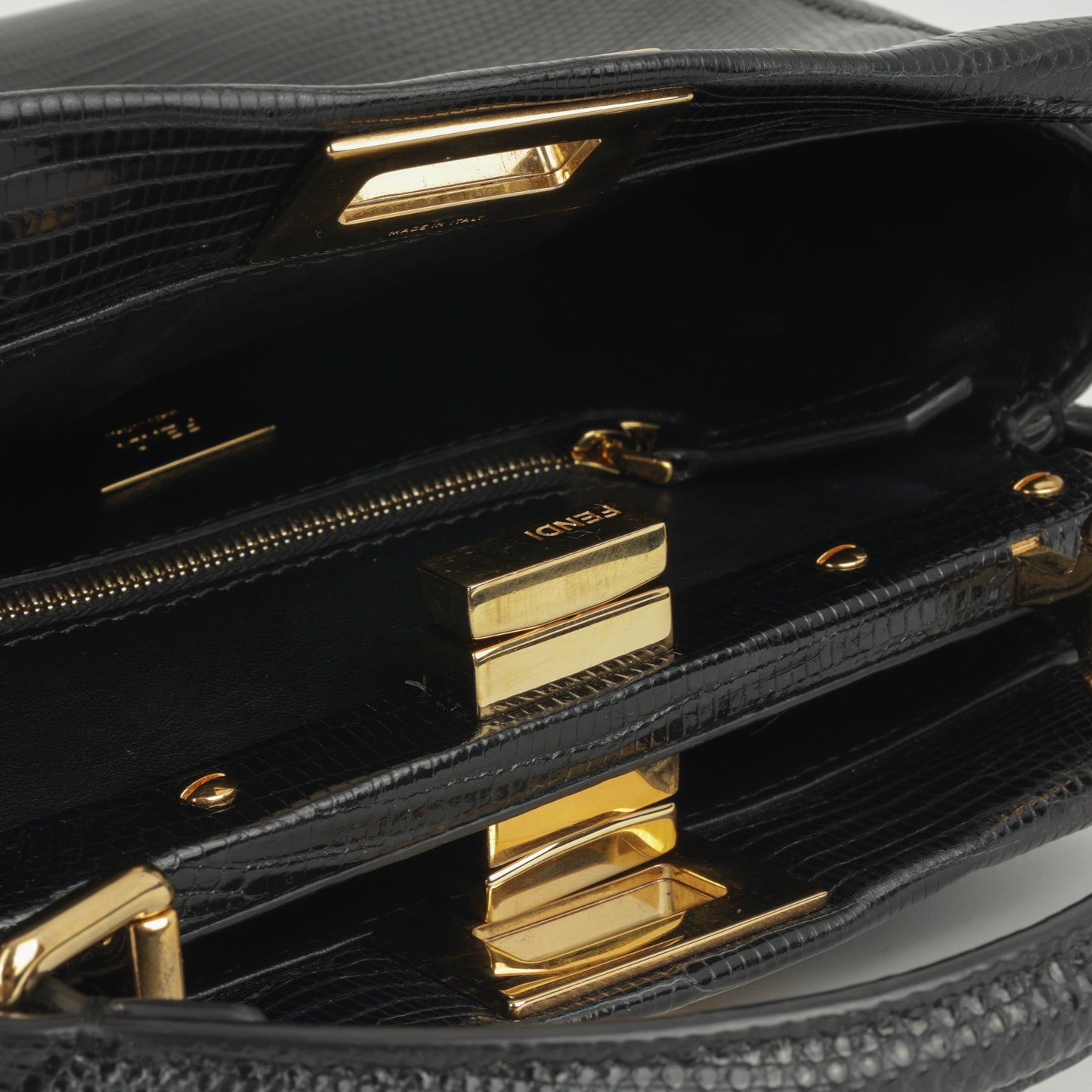 Fendi Fendi - Mini Peekaboo - Black Lizard GHW