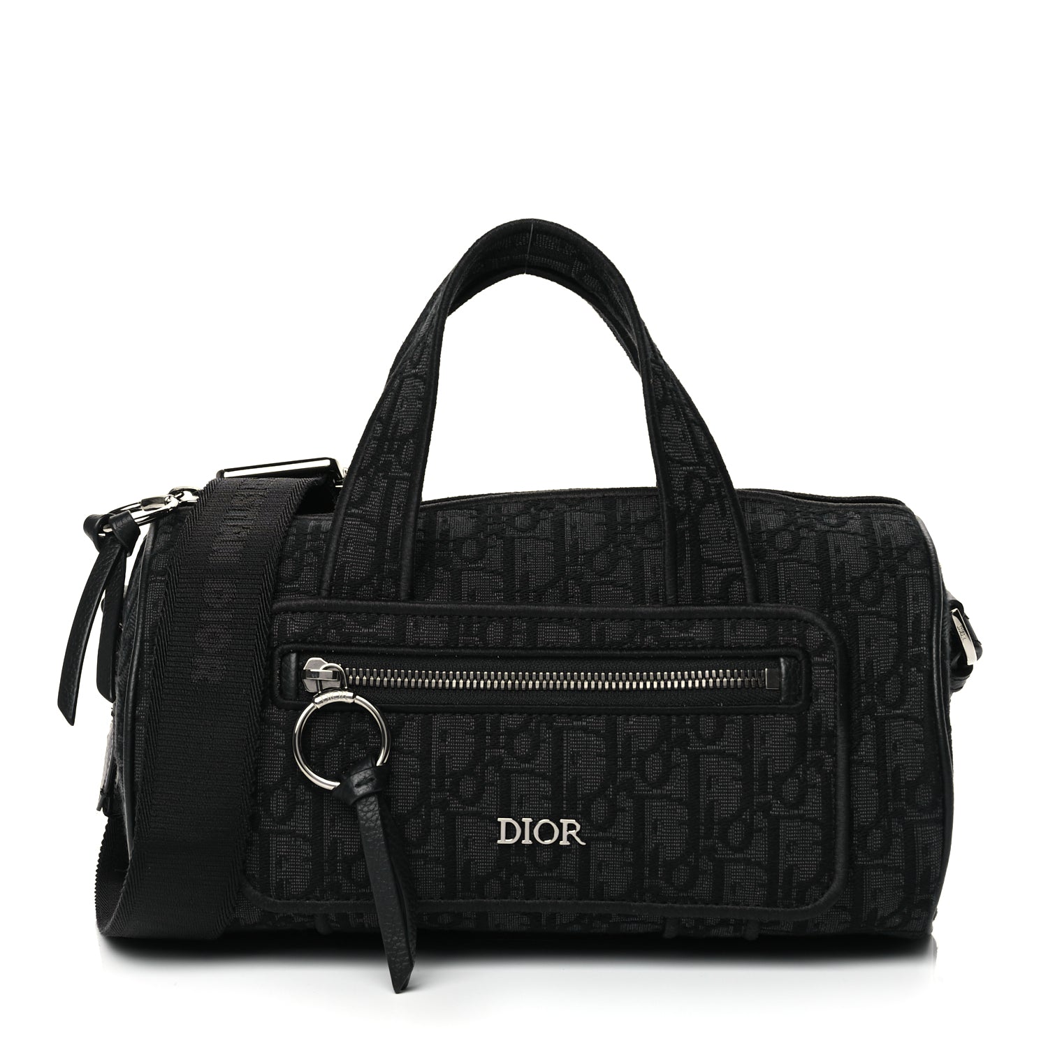 Christian Dior Oblique Jacquard Zipped Messenger Bag Black