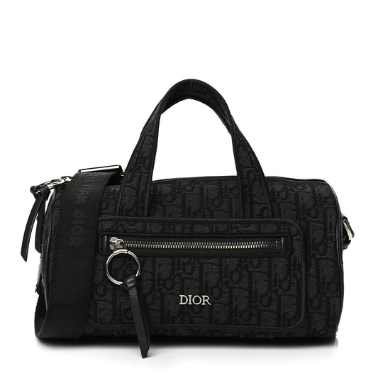 Christian Dior Oblique Jacquard Zipped Messenger Bag Black