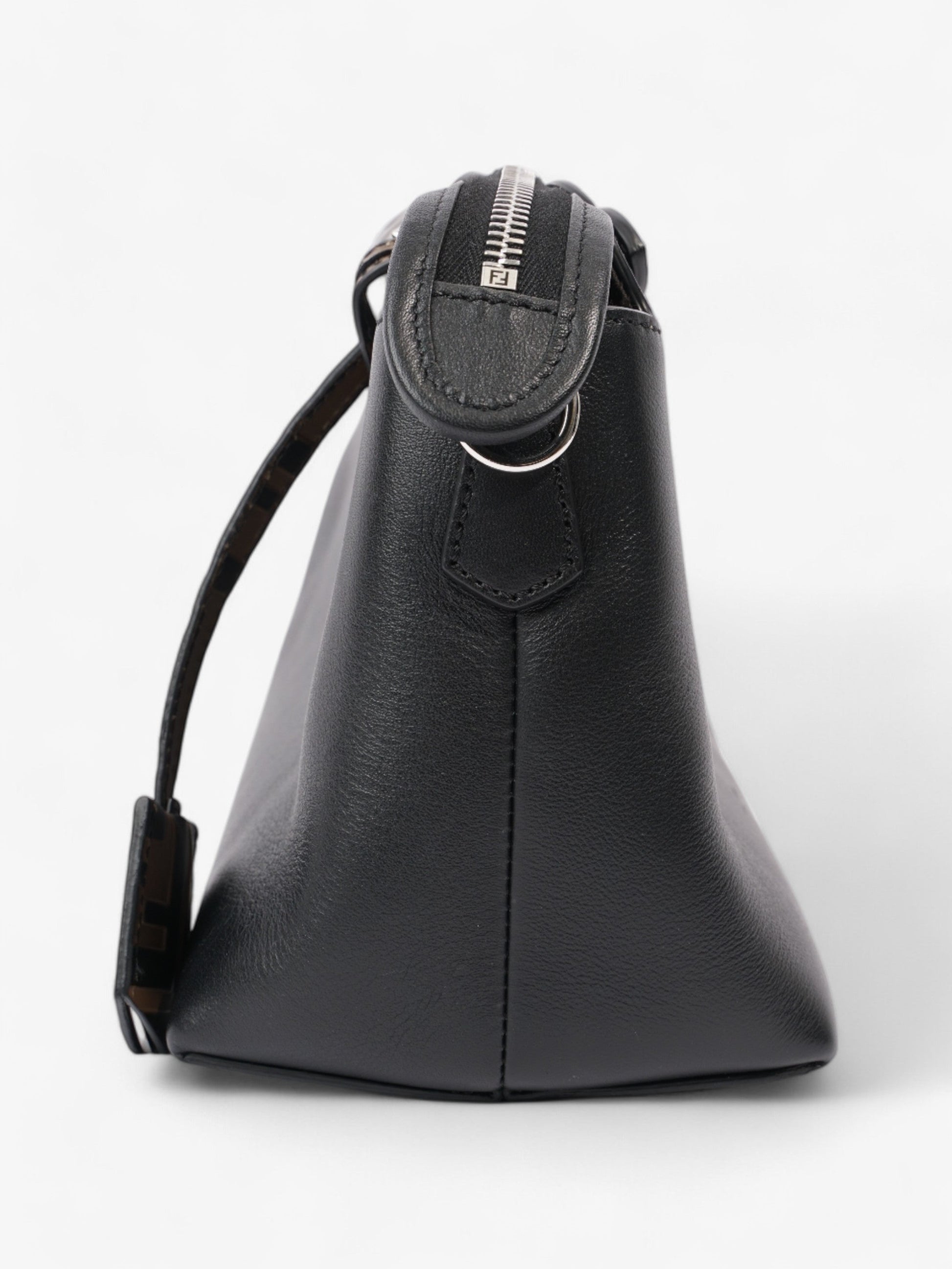 Fendi Zucchino Shoulder Bag Black / Light Gold Suede