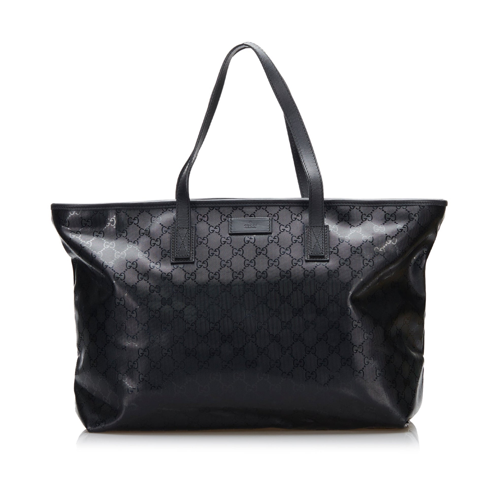 Gucci Black Leather Canvas Tote Style 11