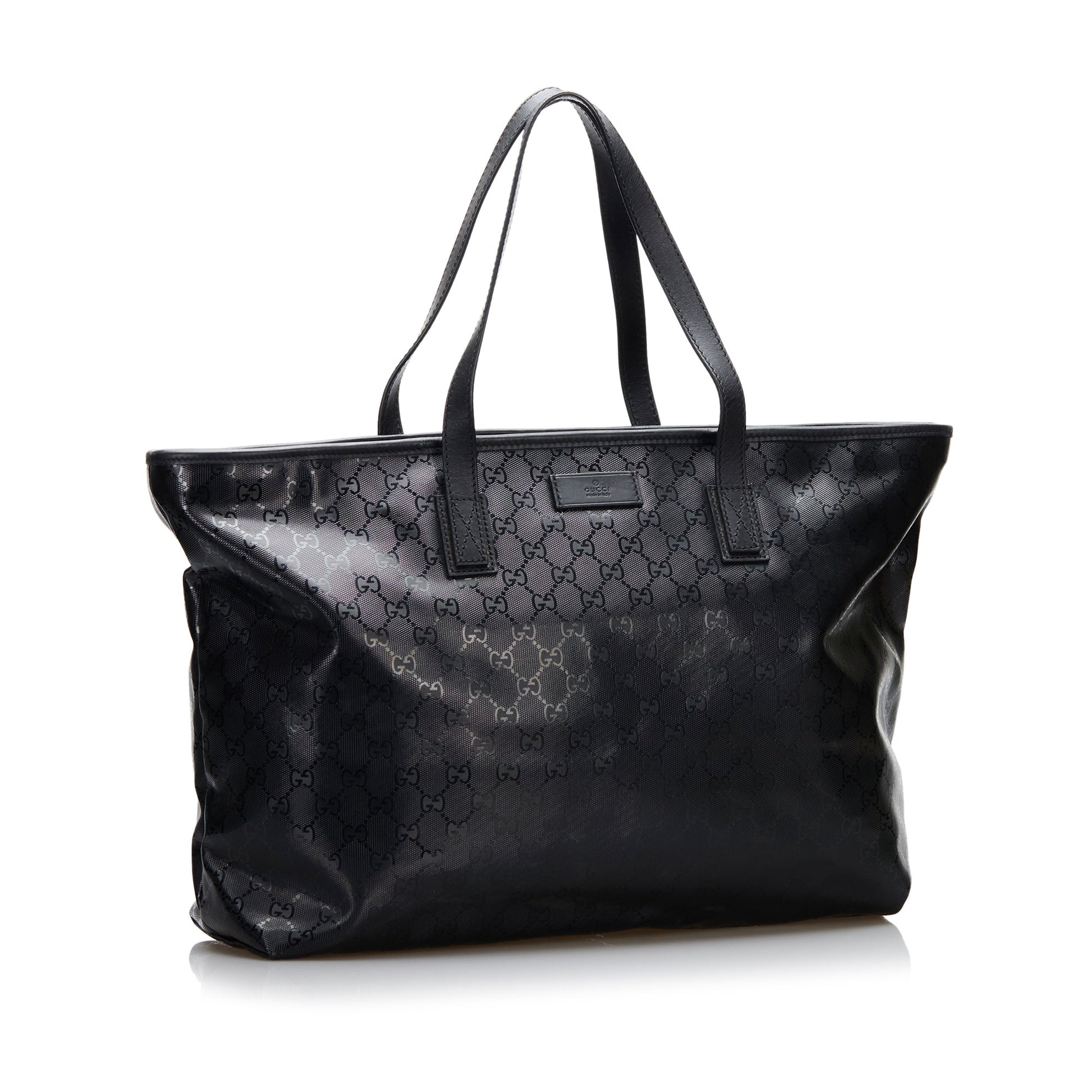 Gucci Black Leather Canvas Tote Style 11