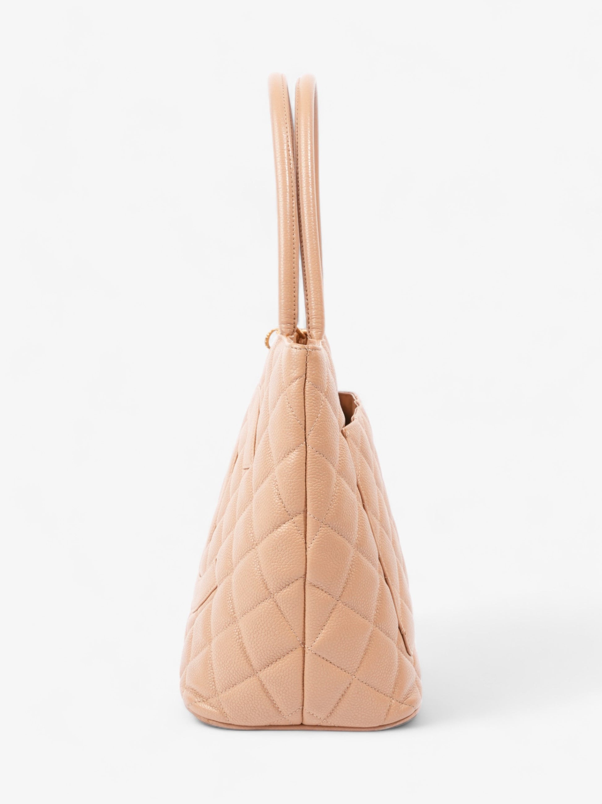 Chanel Medallion Tote Beige Caviar Leather