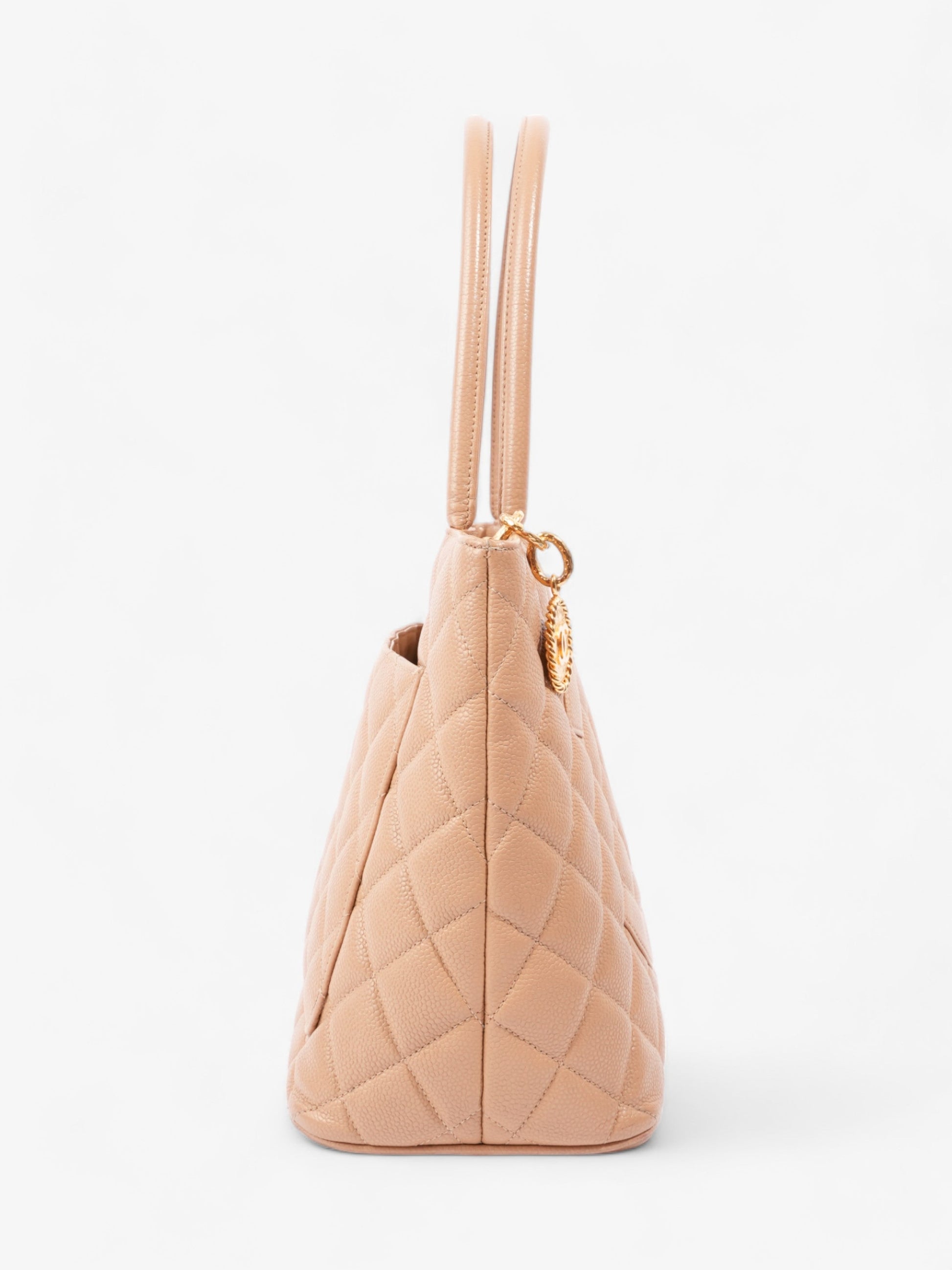 Chanel Medallion Tote Beige Caviar Leather