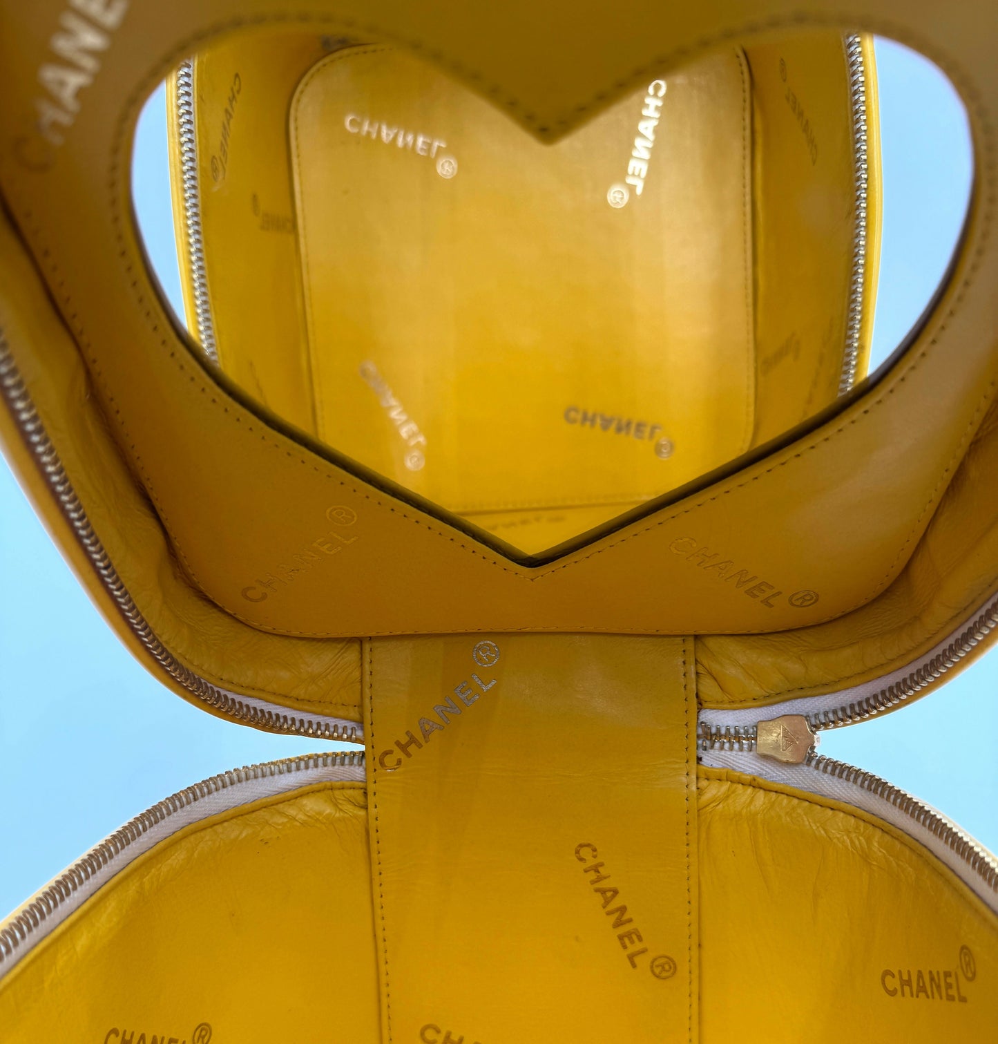 Chanel 1995 Barbie Yellow Heart-Mirror Vanity Case Bag