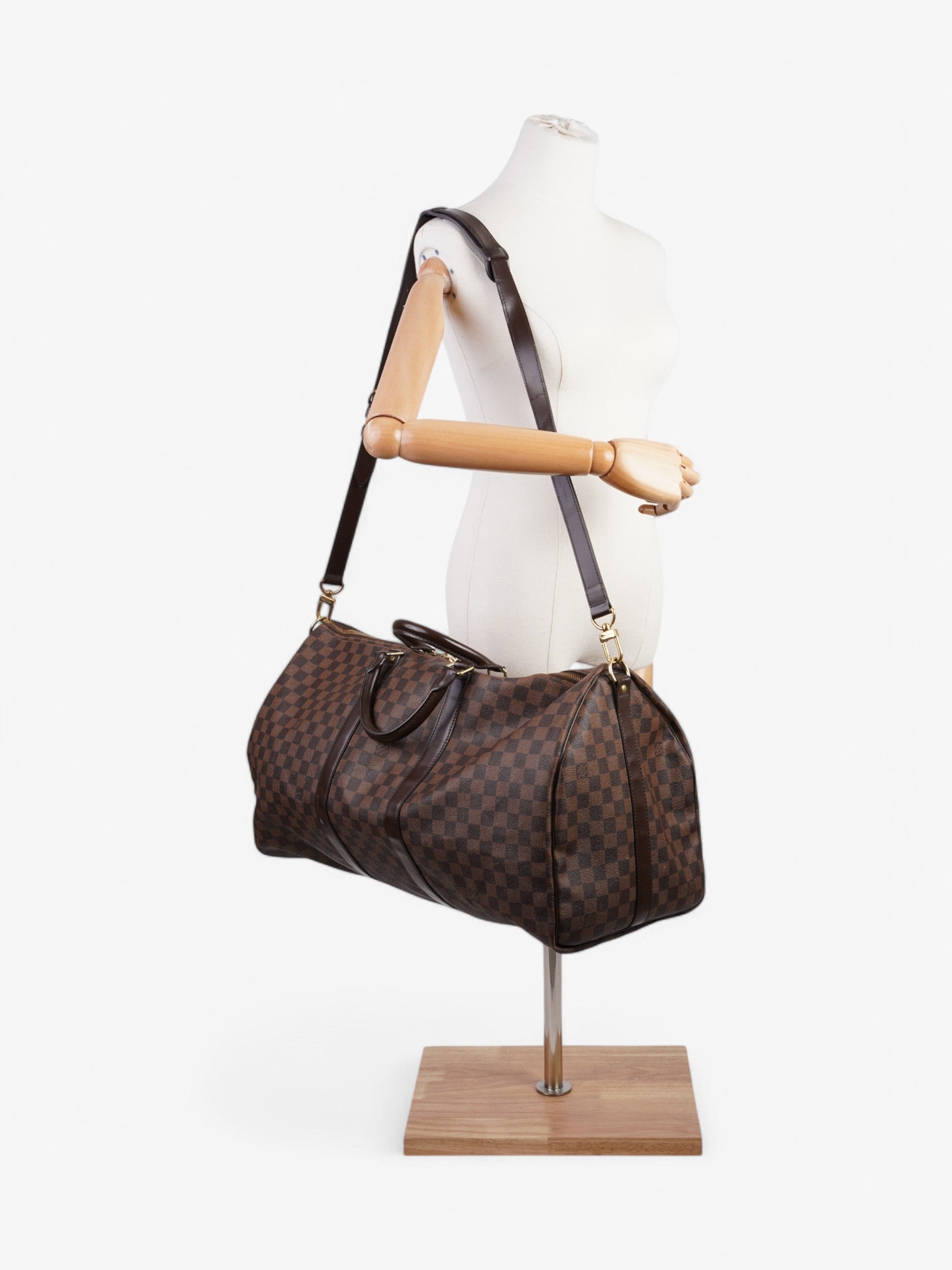  Louis Vuitton Keepall Bandouliere Damier Ebene Coated Canvas 55
