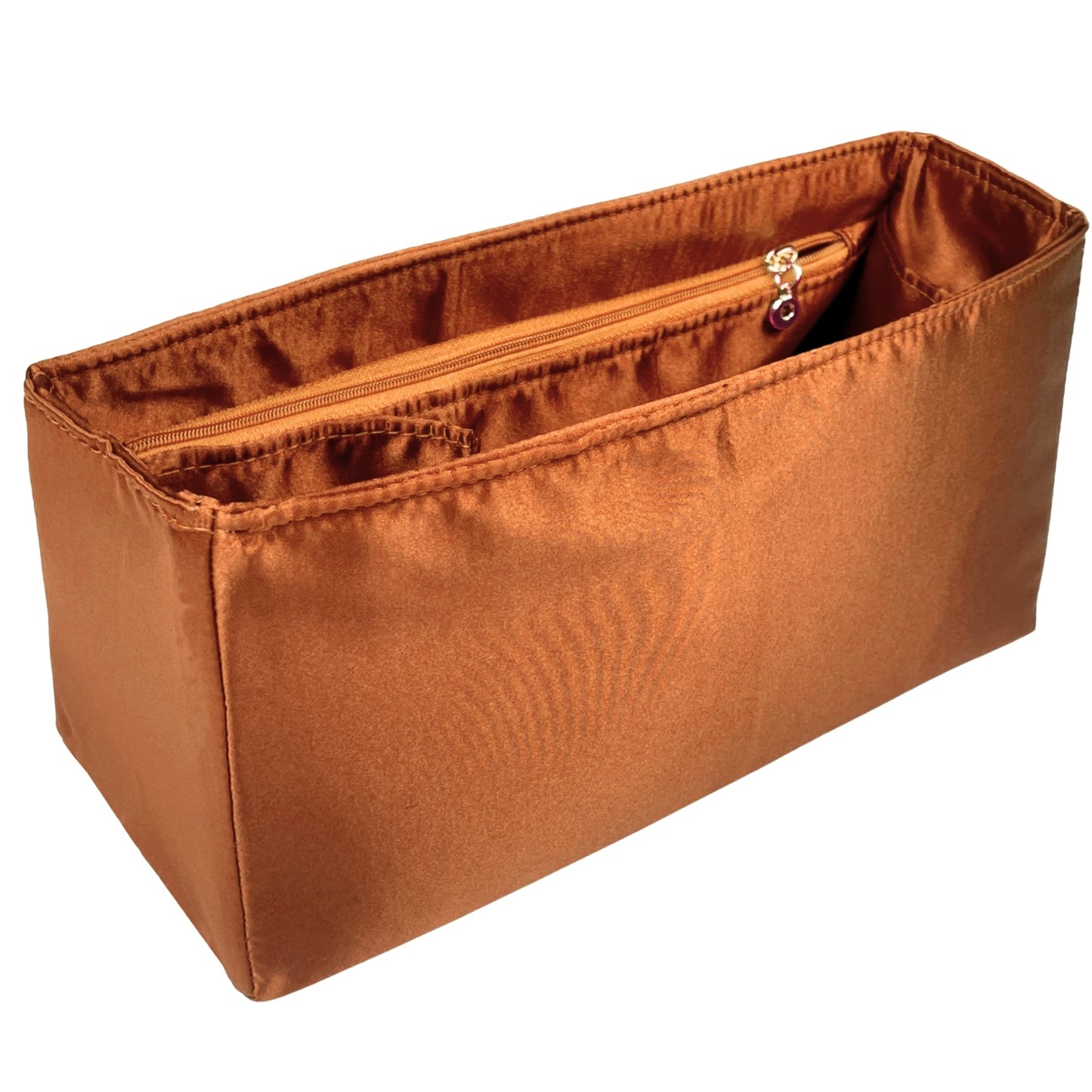 Organizer for [Peekaboo X-Lite Medium, Fendi] Bag Insert (Silk, Full-width Zip and Open Pocket)