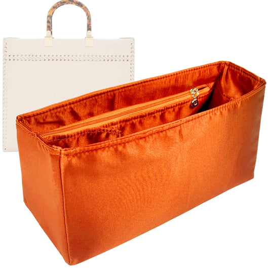 Organizer for [Sunshine Mini, Fendi] Bag Insert (Silk, Full-width Zip and Open Pocket)