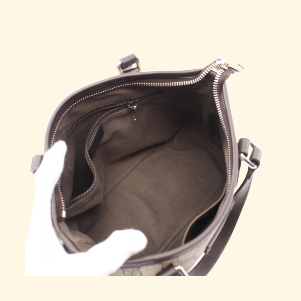 Gucci GG Supreme Brown Leather PVC Handbag