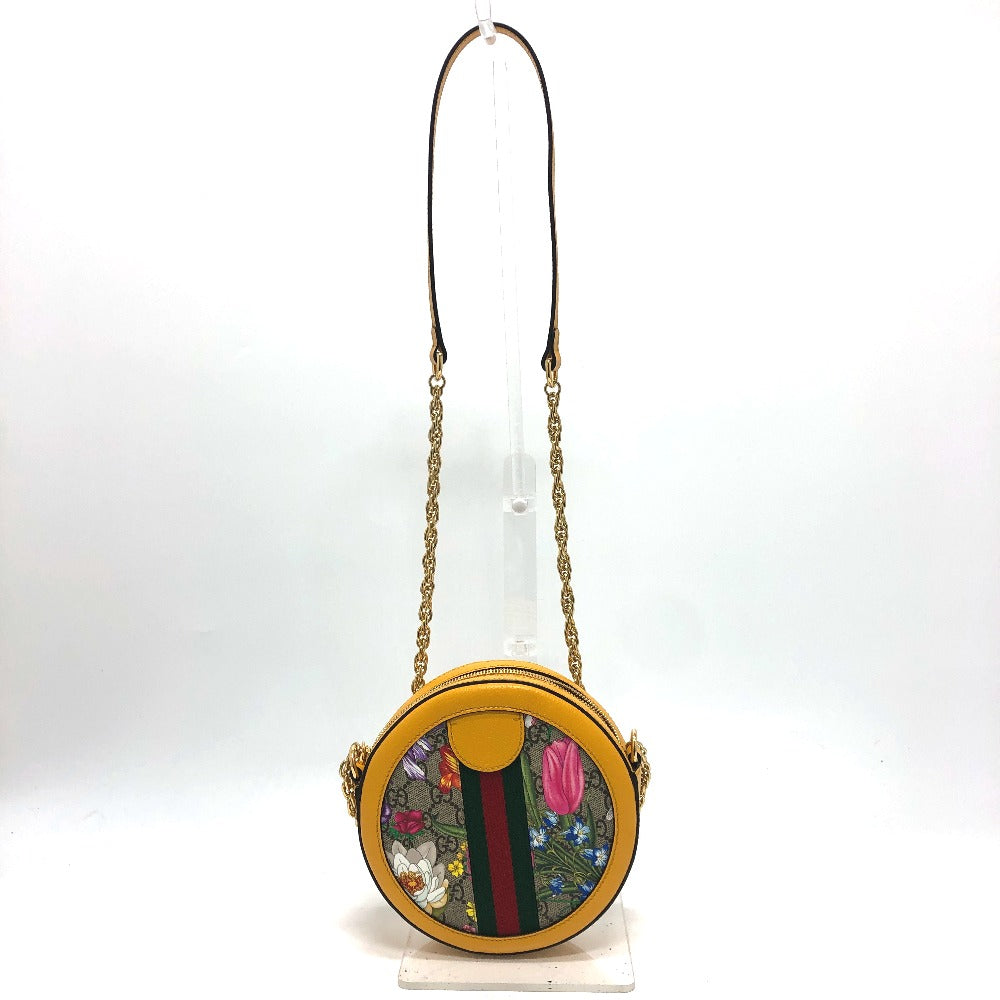 GUCCI Shoulder Bag 550618 GG Supreme Canvas yellow GG flora webbing Women