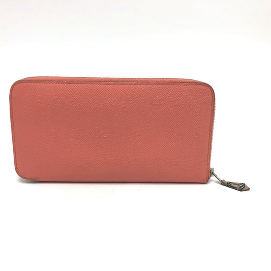 HERMES Long Wallet Purse Epsom Pink type Azap silk in