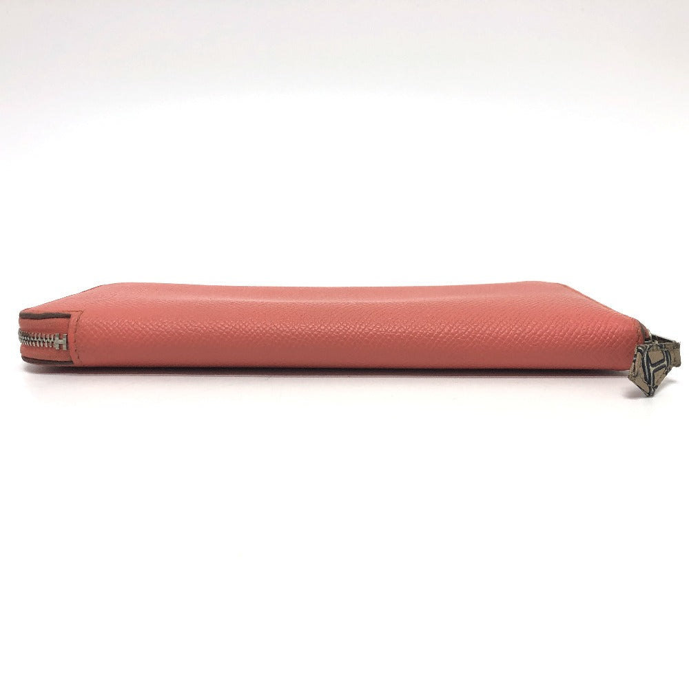 HERMES Long Wallet Purse Epsom Pink type Azap silk in