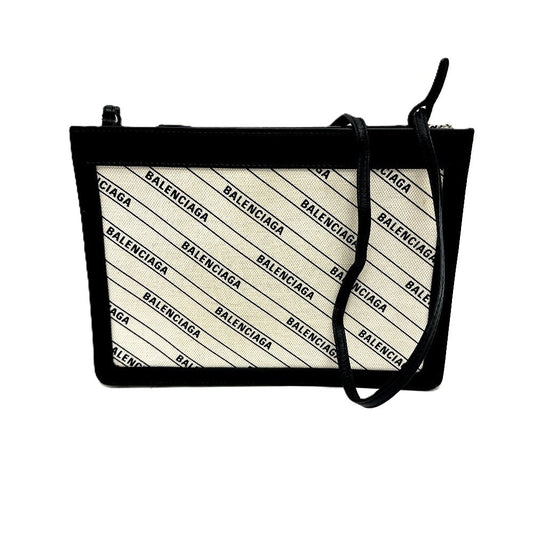 BALENCIAGA Shoulder Bag 528147 Leather / canvas White x black Overall handle Women