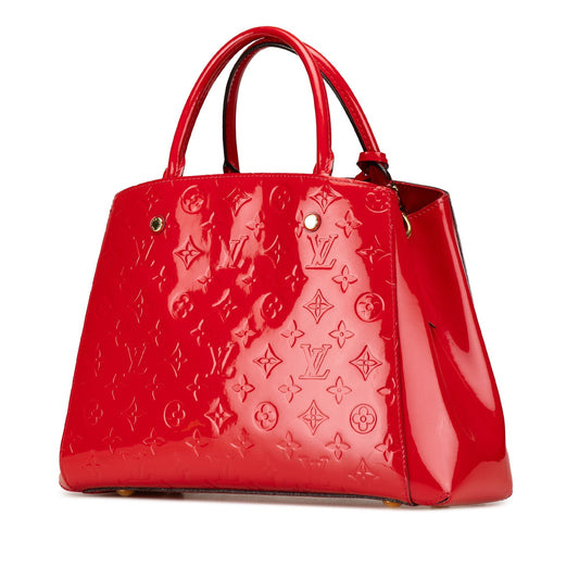 Red Louis Vuitton Monogram Vernis Montaigne MM Satchel