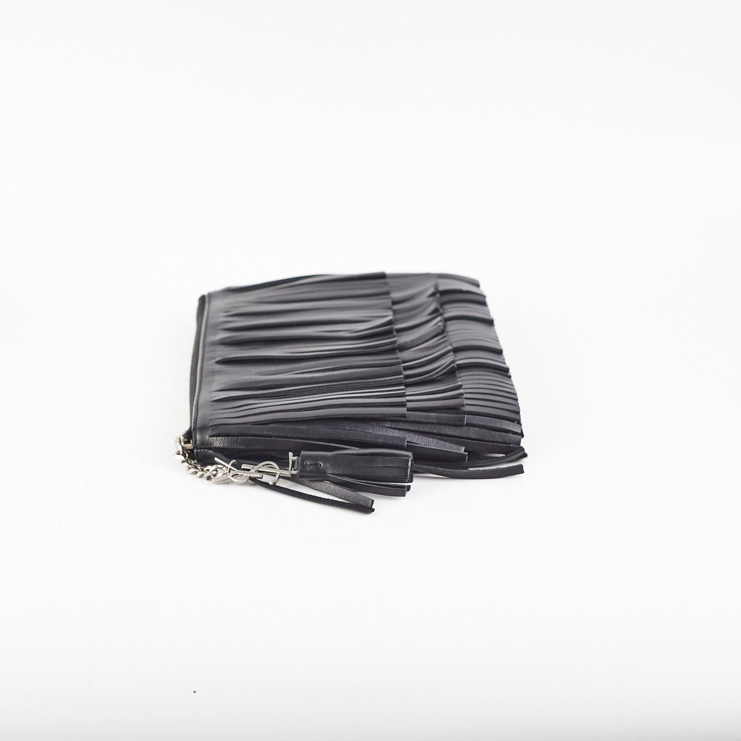 Saint Laurent Joulie Fringe Pouch Black