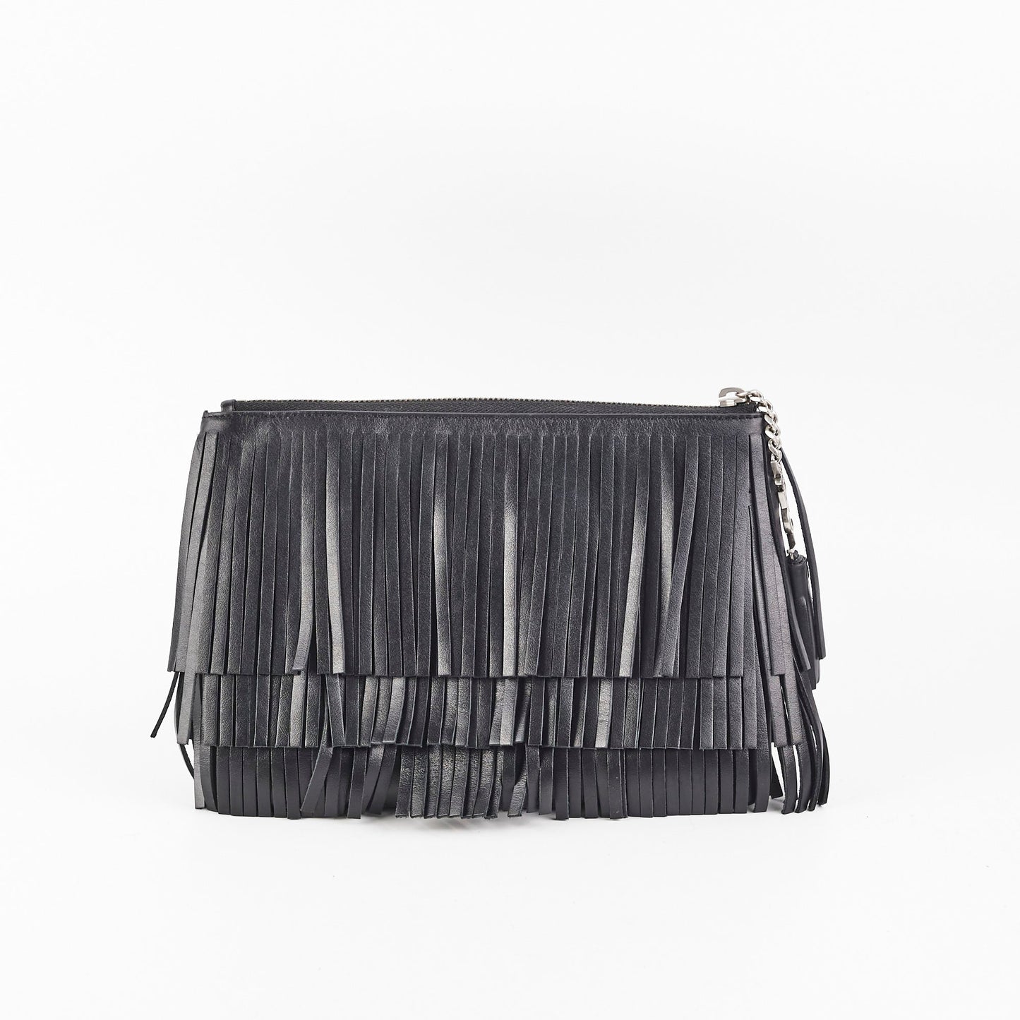 Saint Laurent Joulie Fringe Pouch Black