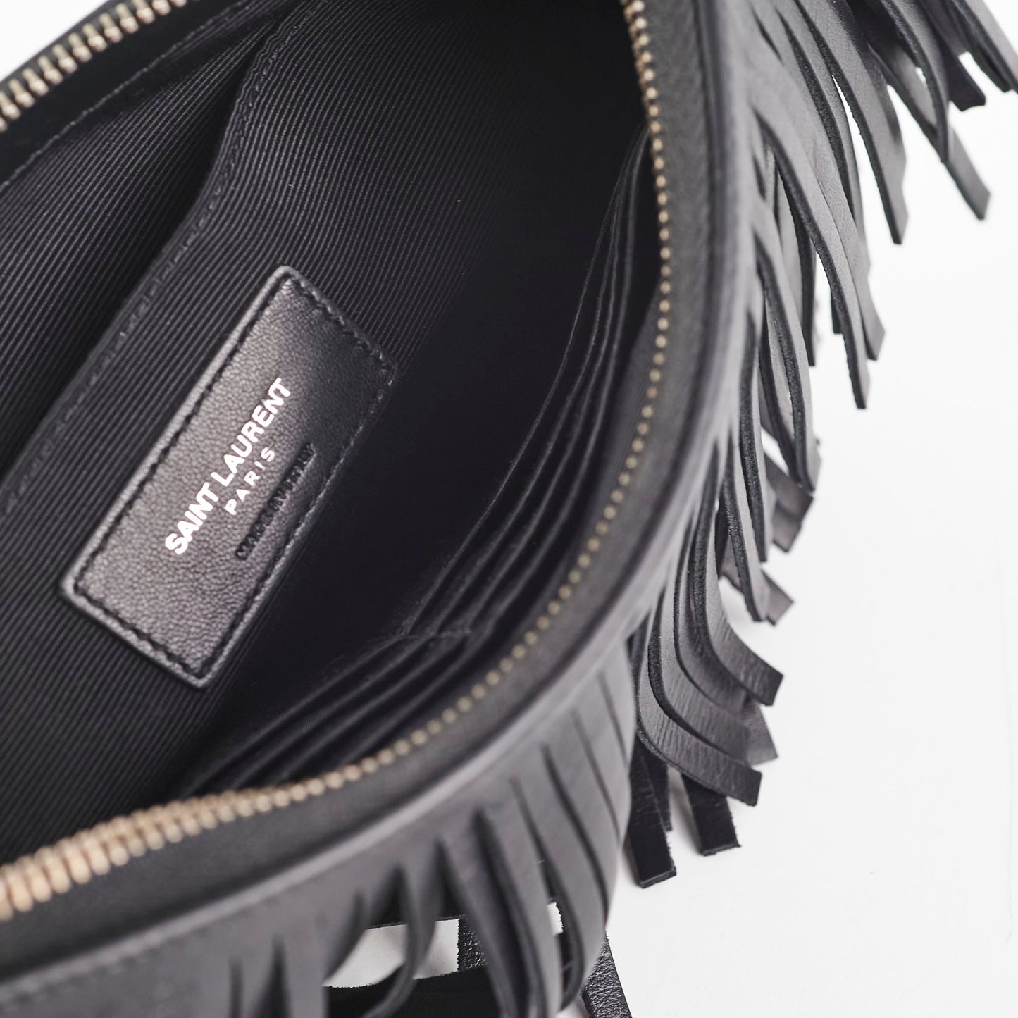 Saint Laurent Joulie Fringe Pouch Black