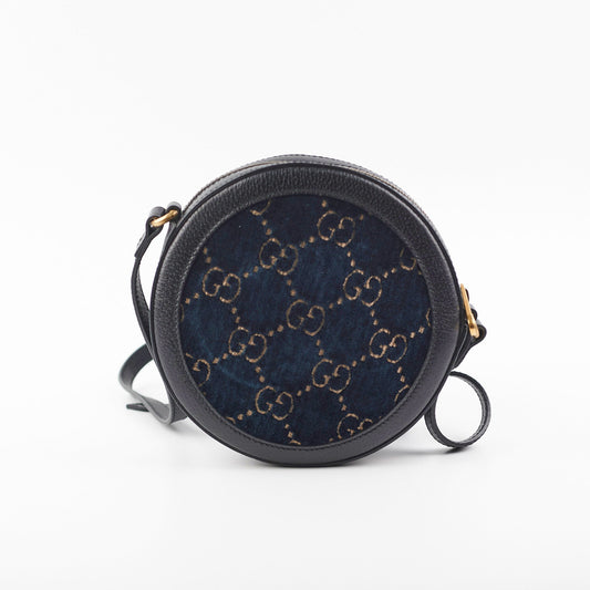 Gucci Monogram Round Velvet Black Crossbody Bag