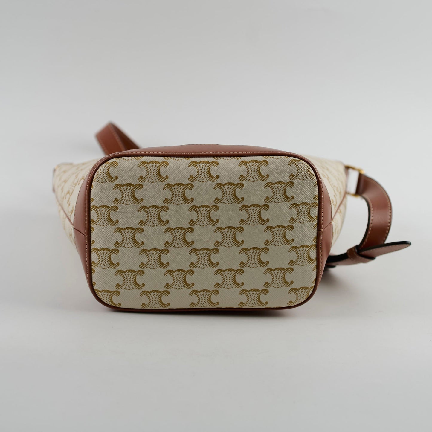 Luxury CELINE Triomphe Canvas Bucket Bag White
