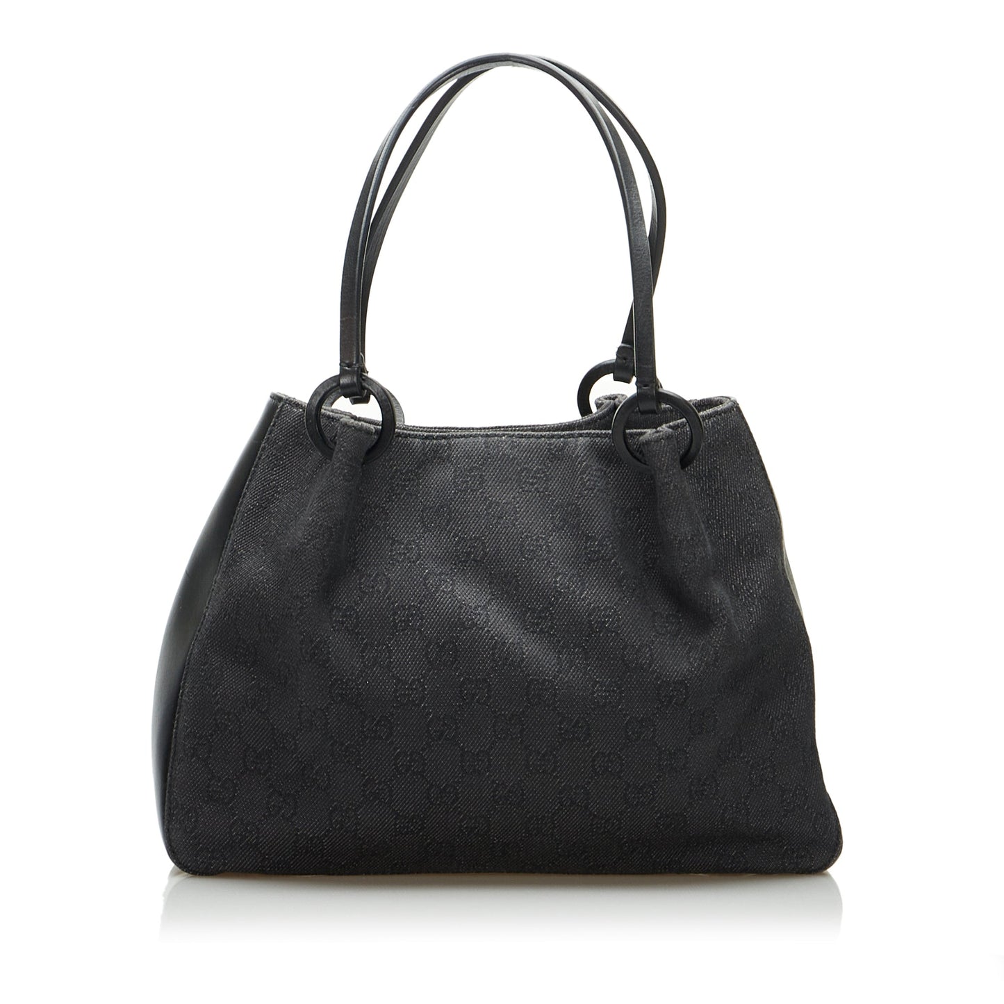 Gucci Black Leather Canvas Tote Style 17