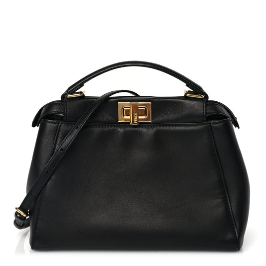 Fendi Nappa Mini Peekaboo Iconic Satchel Black