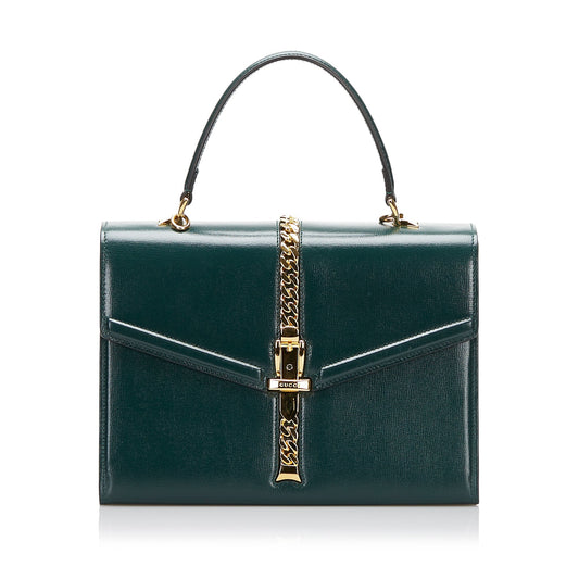 Gucci Sylvie Green Leather Chain Shoulder Bag