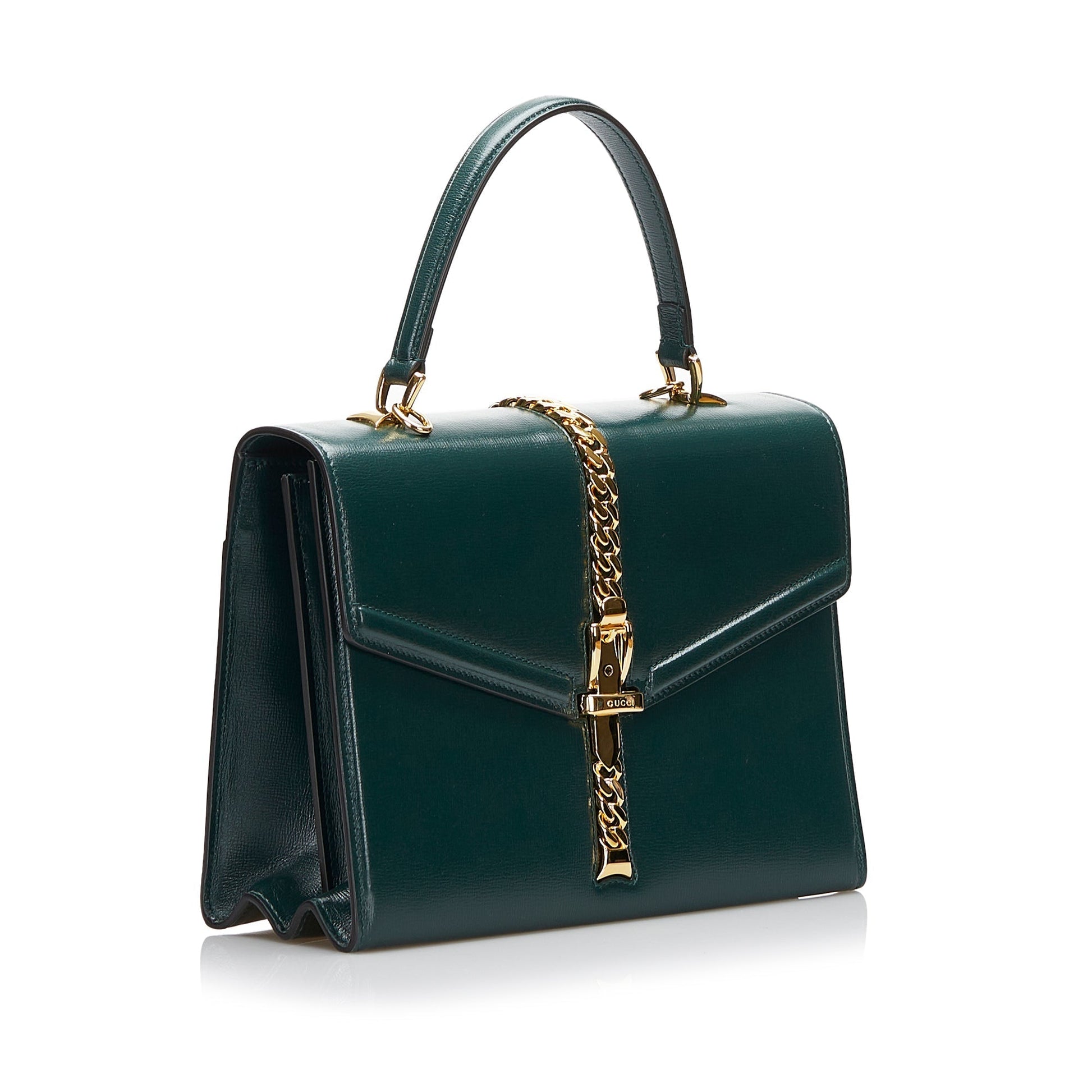 Gucci Sylvie Green Leather Chain Shoulder Bag