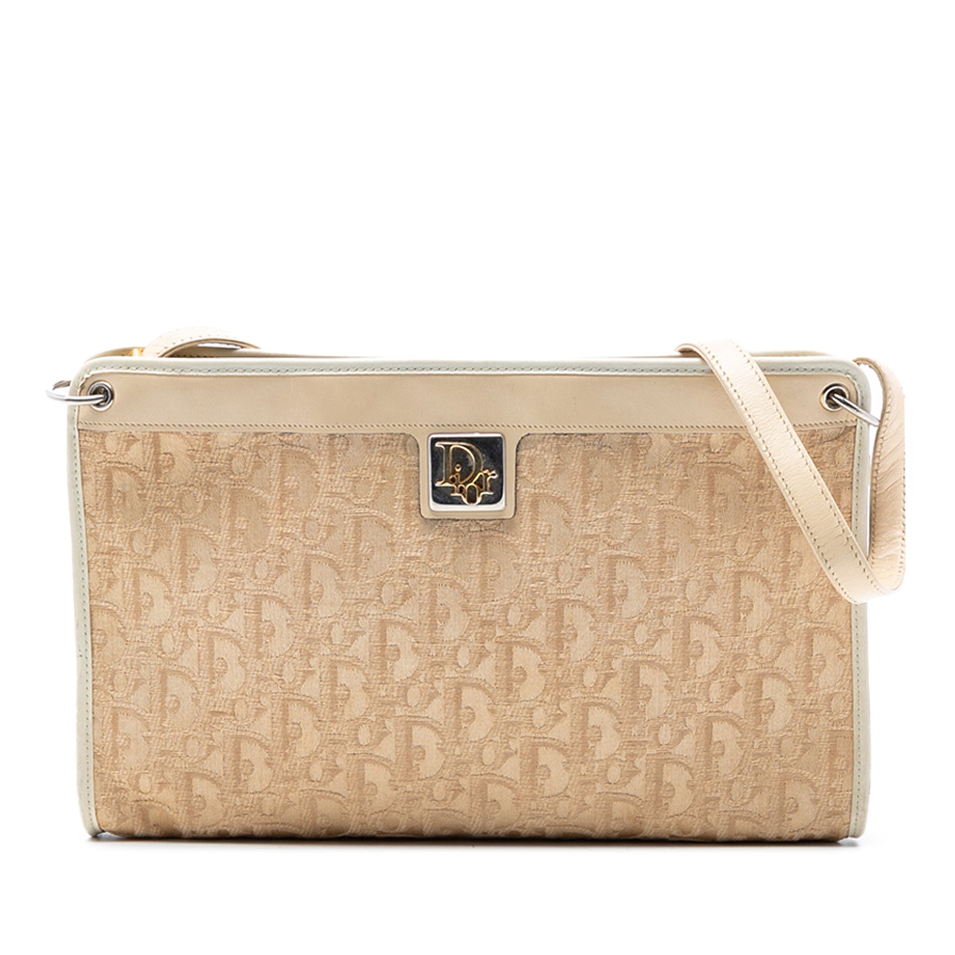 beige Dior Diorissimo Trotter Canvas Shoulder Bag