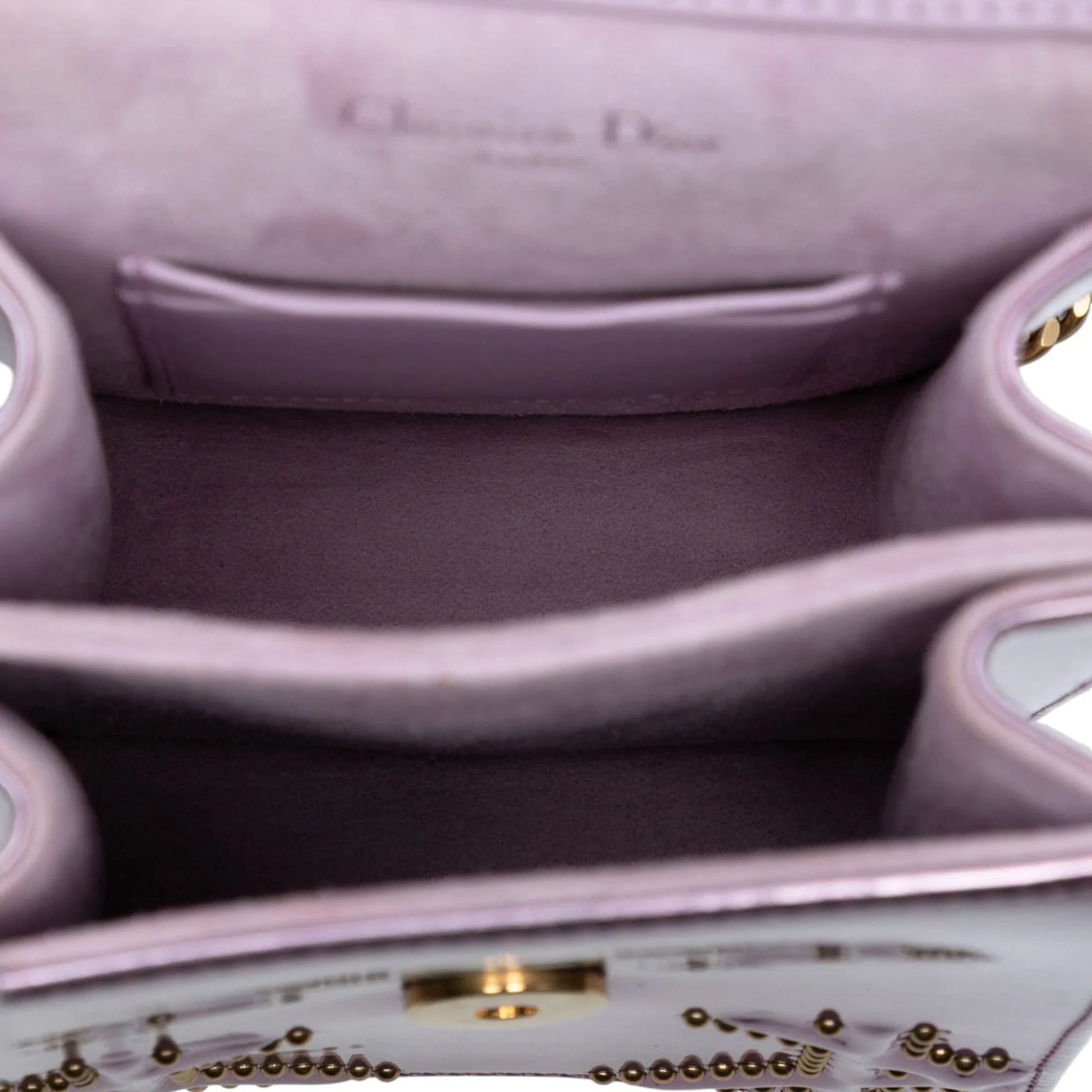 Pink Dior Metallic Studded Calfskin Vertical Diorama Crossbody Bag