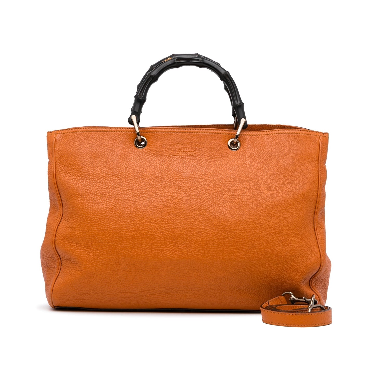 Gucci Bamboo Orange Leather Tote Style 1