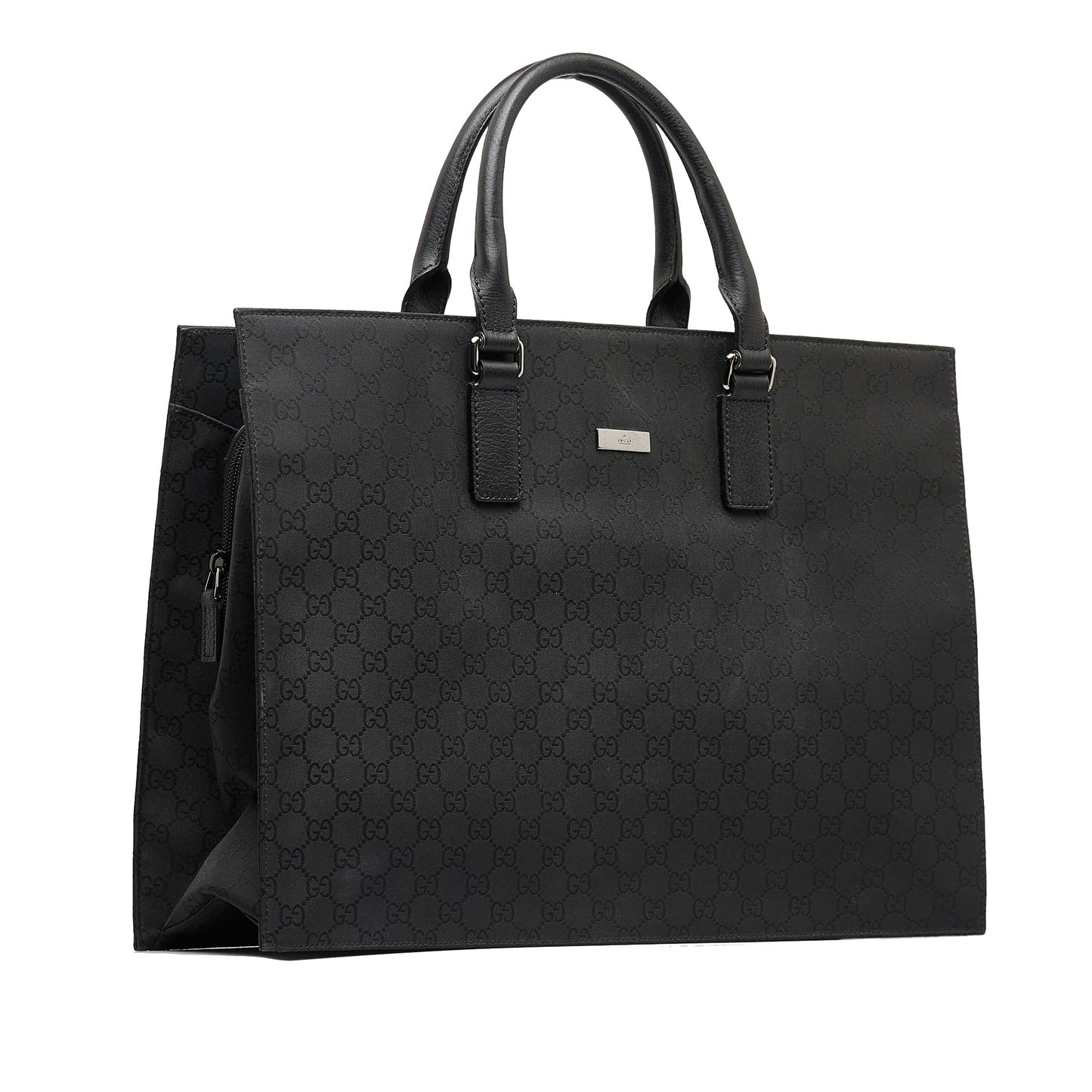 Gucci Black Leather Nylon Tote Style 1