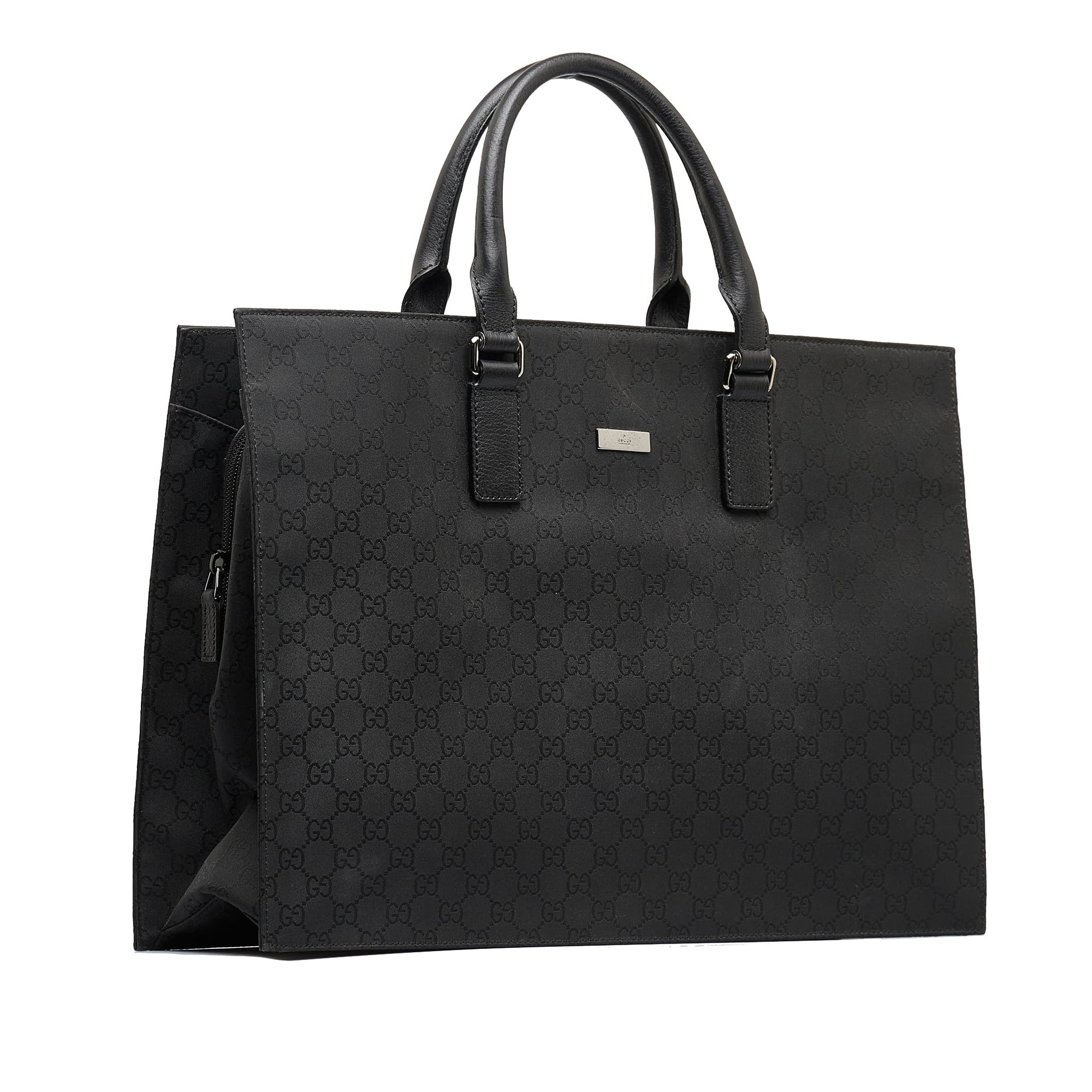 Gucci Black Leather Nylon Tote Style 1