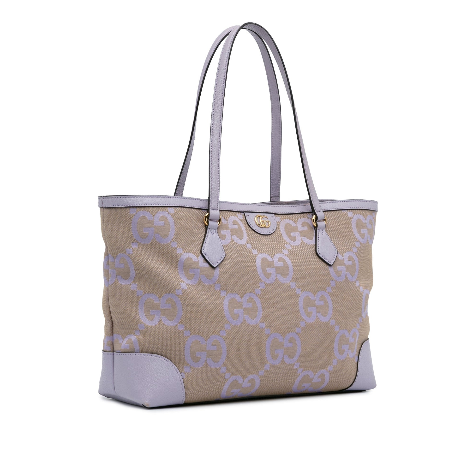 Gucci Ophidia Purple Leather Canvas Tote