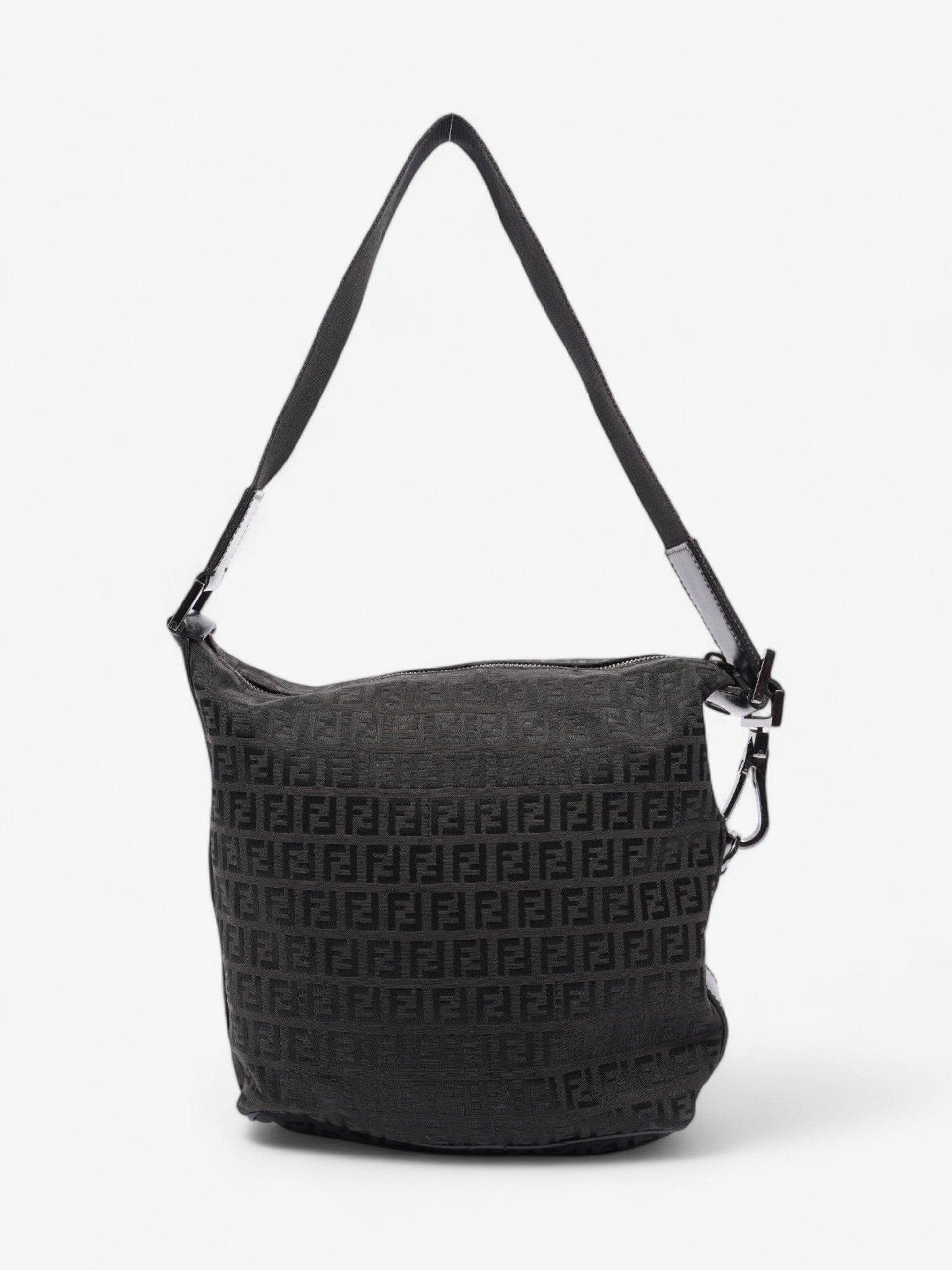 Fendi Zucchino Shoulder Bag Black Canvas