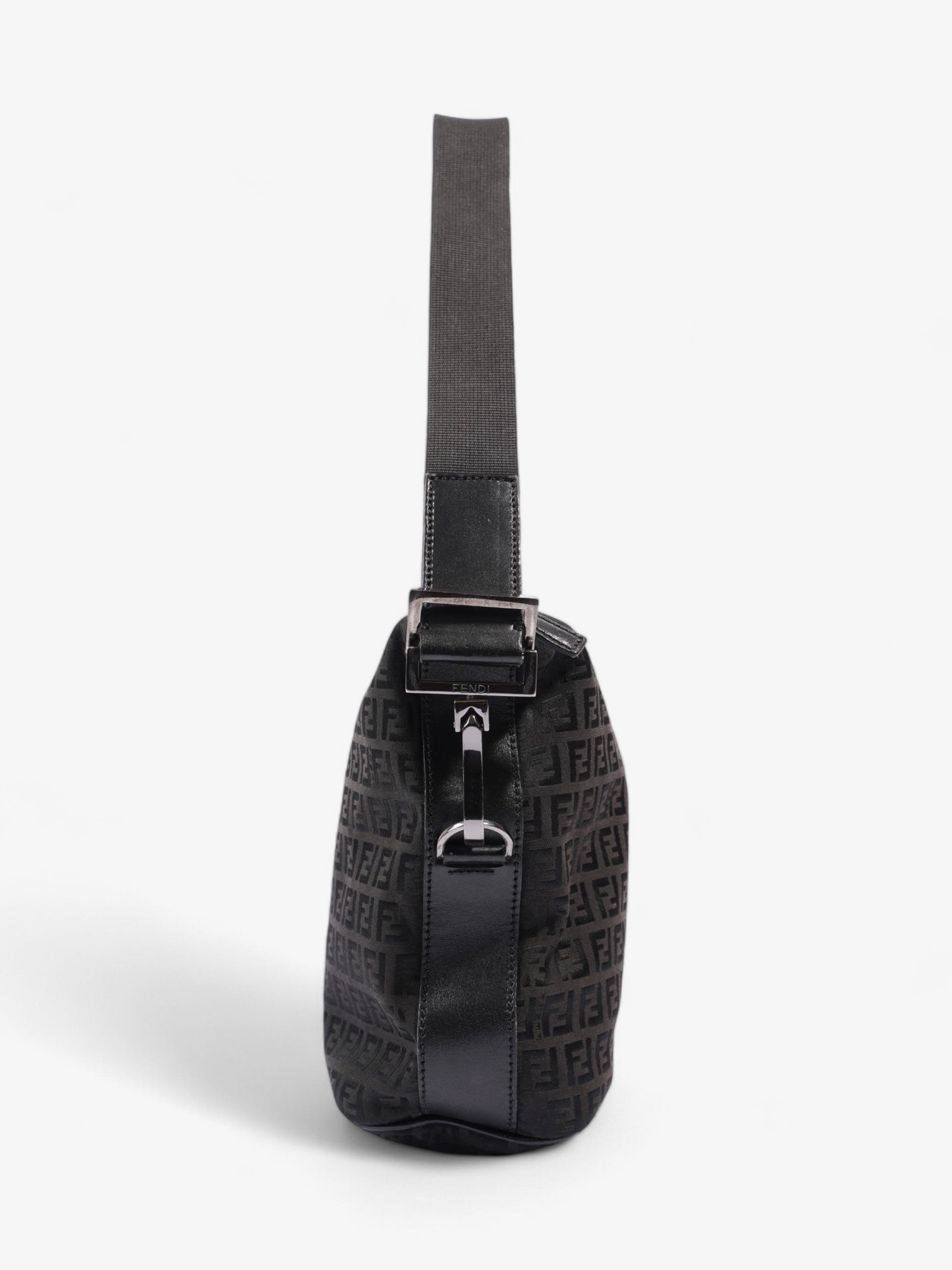 Fendi Zucchino Shoulder Bag Black Canvas
