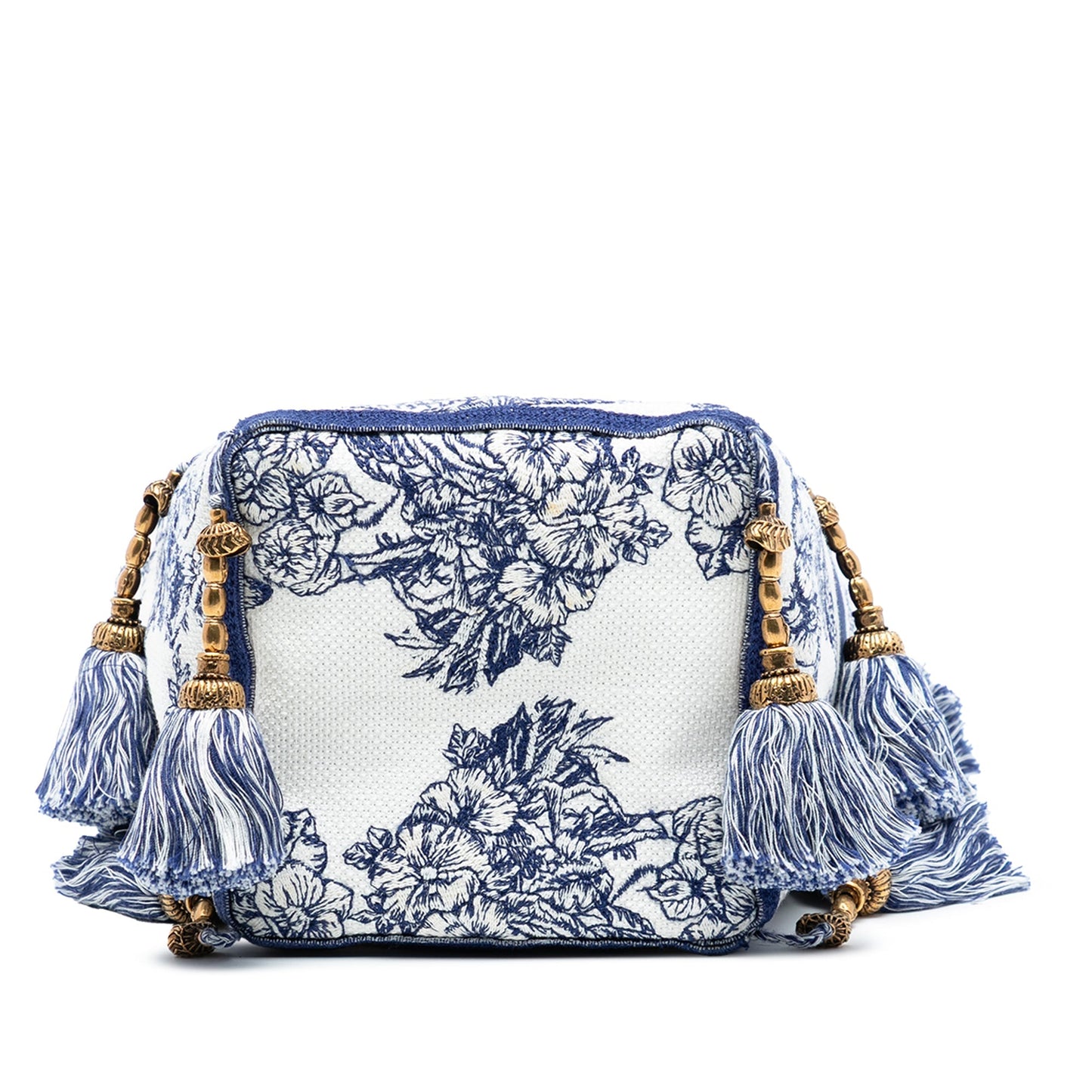 Blue Dior Canvas Embroidered Reve d Infini D Bubble Bucket Bag
