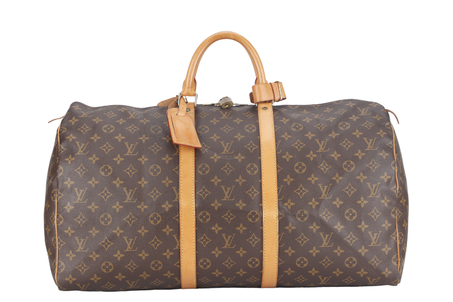 LOUIS VUITTON KEEPALL 55 ( ) BROWN MONOGRAM CANVAS GOLD HARDWARE NO DUST COVER Handbag