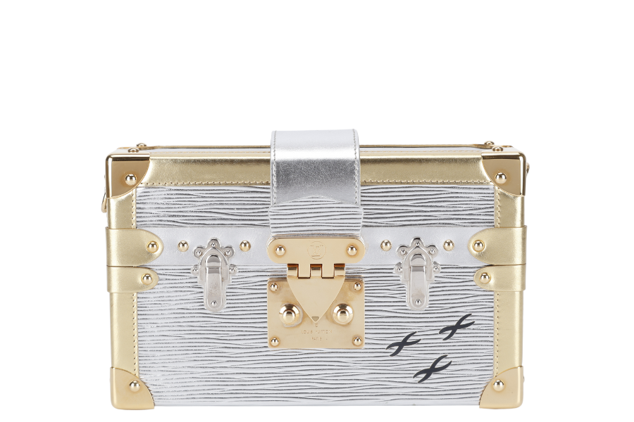 LOUIS VUITTON EPI PETITE MALLE CROSSBODY BAG GOLD HARDWARE WITH STRAPS AND DUST COVER
