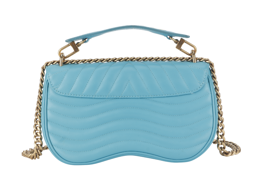 LOUIS VUITTON NEW WAVE CHAIN BAG MM ( ) BLUE CALFSKIN GOLD HARDWARE NO DUST COVER