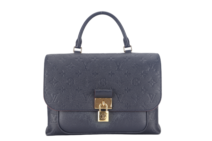 LOUIS VUITTON MARIGNAN BLUE MONOGRAM EMPREINTE LEATHER GOLD HARDWARE WITH STRAPS AND DUST COVER Handbag