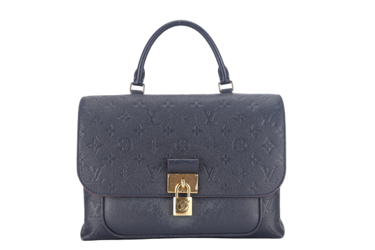 LOUIS VUITTON MARIGNAN BLUE MONOGRAM EMPREINTE LEATHER GOLD HARDWARE WITH STRAPS AND DUST COVER Handbag