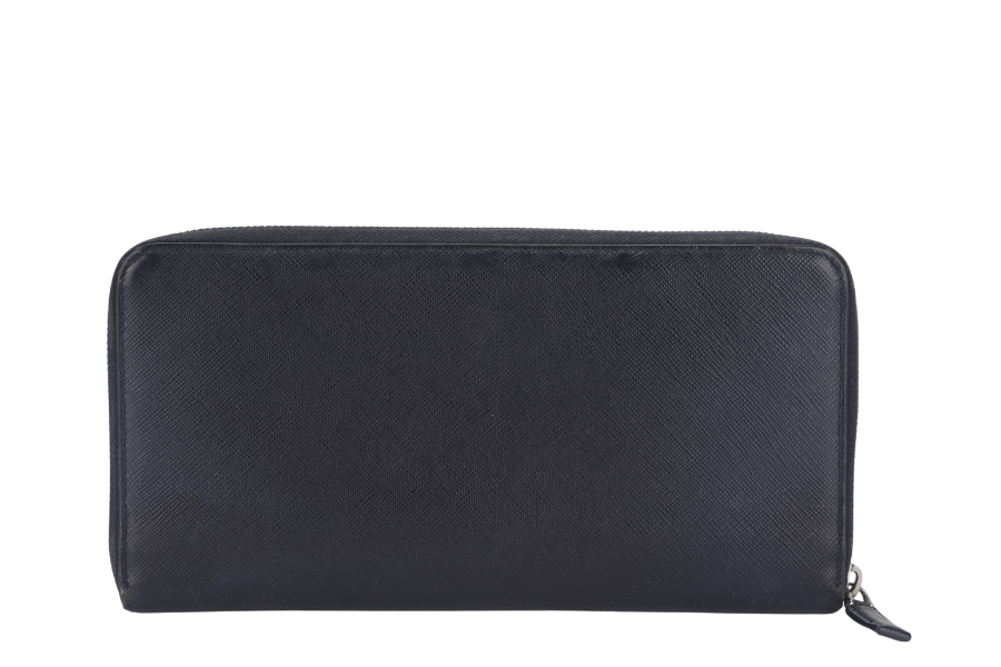 PRADA TAIGA SAFFIANO LEATHER ORGANIZER LONG WALLET (1M1188) SILVER HARDWARE NO DUST COVER